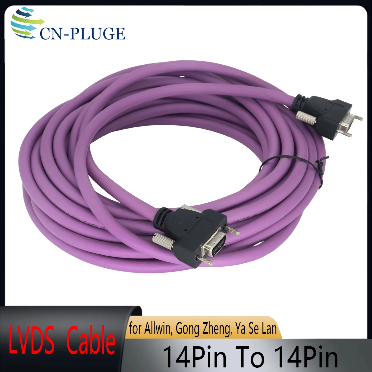 LVDS 14Pin Cable for Allwin, Gong Zheng, And Ya Se Lan /Xuli UV Printer/Inkjet Printer PCI Data Cable, High-Quality Purple