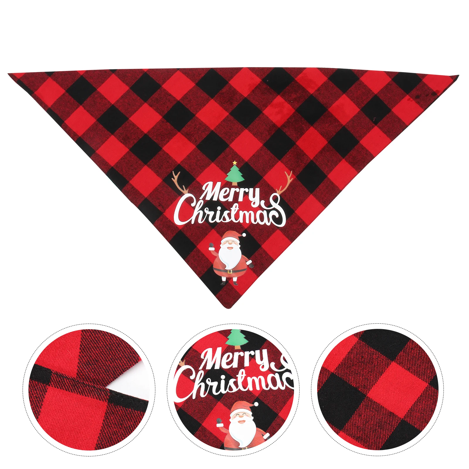 

Triangle Pet Scarf Christmas Dog Bib Reusable Plaid Pattern Bandana Keeps Neck Clean After Eating Ideal Holiday Gift