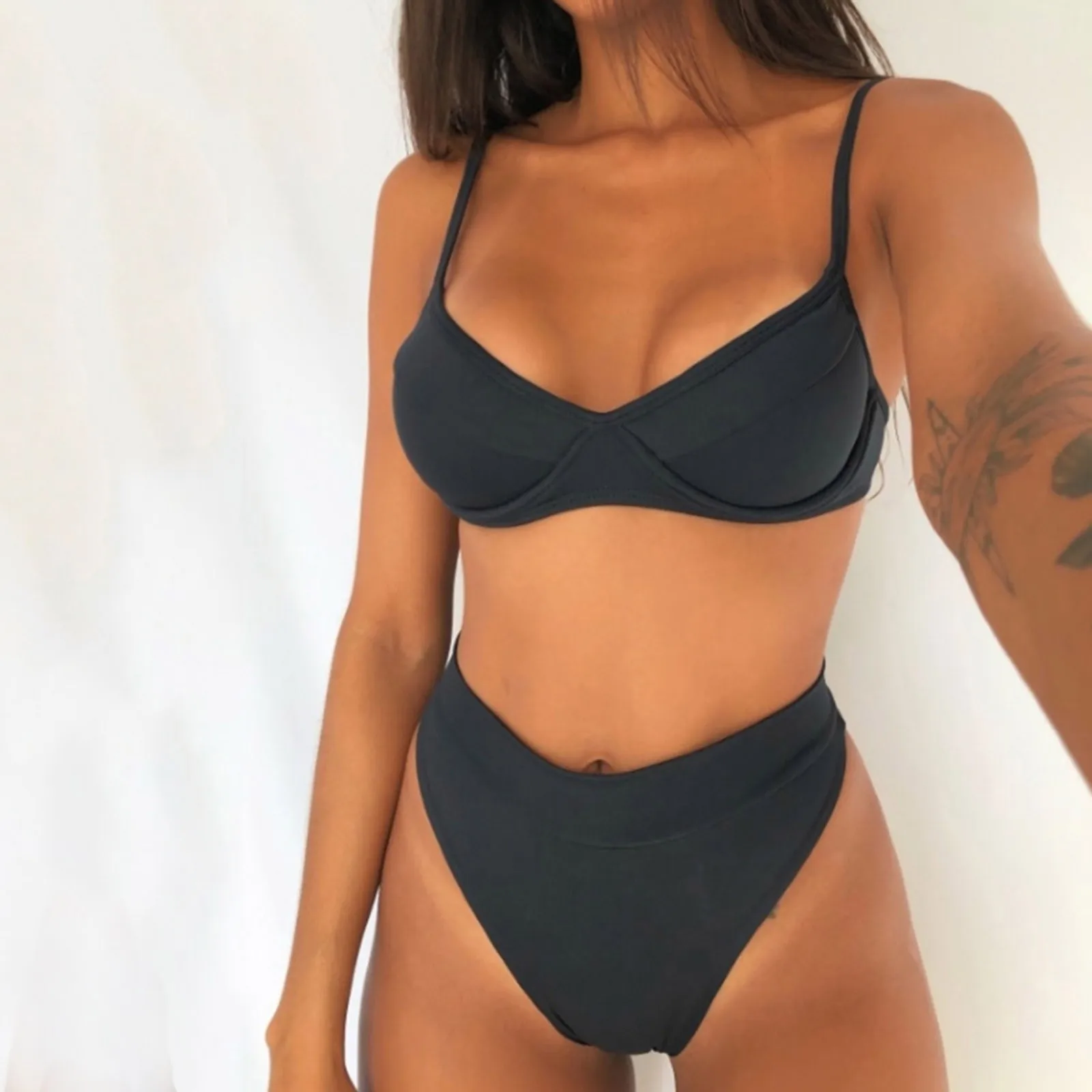 

Push Up Bathing Swimwear Sexy Bikini Two High Set Waist Woman's Bathing Suits with Shorts Swimwear Top Romper Swimsuit Cover
