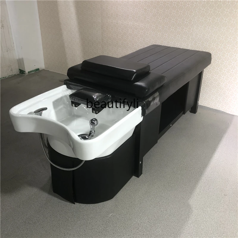 Barber Shop Lying Completely Thai Shampoo Chair Beauty Salon Flushing Bed Massage Steaming Bed with Water Heater