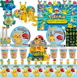 Pokemon Birthday Party Decorations Pikachu Balloons Tableware Plate Tablecloth Mask Baby Shower Kids Party Supplies Toys for Boy