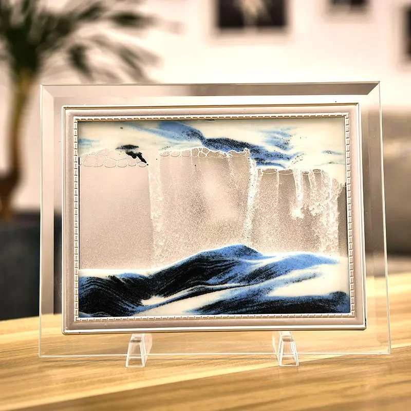 3D Moving Sand Art Picture Round Glass Deep Sea Sandscape Hourglass Quicksand Craft Flowing Painting Office Home Decor Gift