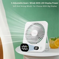 Mini ventilateur portable USB, ventilateur de bureau rechargeable, petit ventilateur mural, ventilateur de plafond, 5 vitesses, vent puissant, ventilateur pliable pour le camping 2