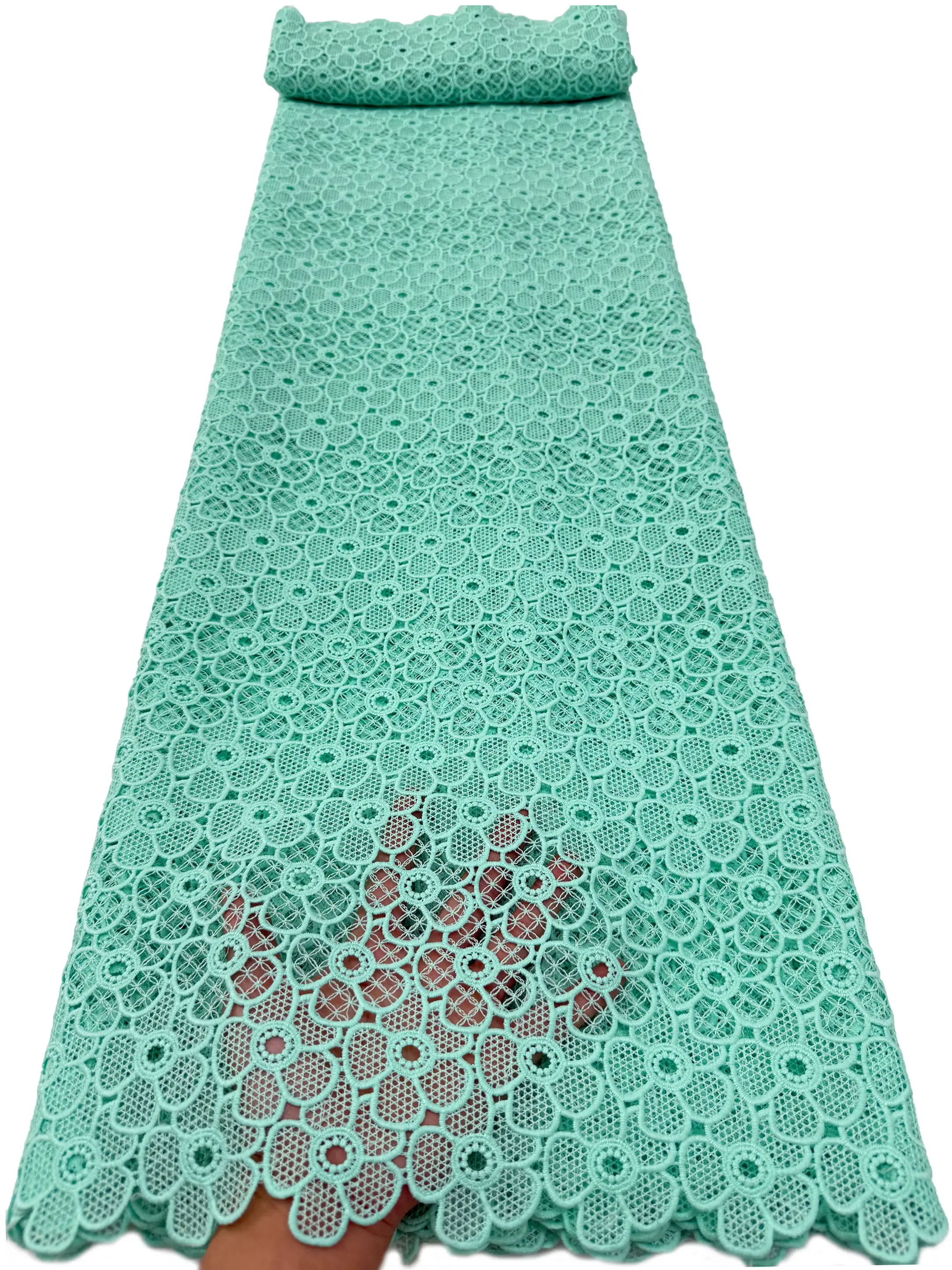

2026 New Arrival African Guipure Cord Lace High Quality Water Soluble Knitted Mesh Lace Fabric For Wedding Party Dress Sewing