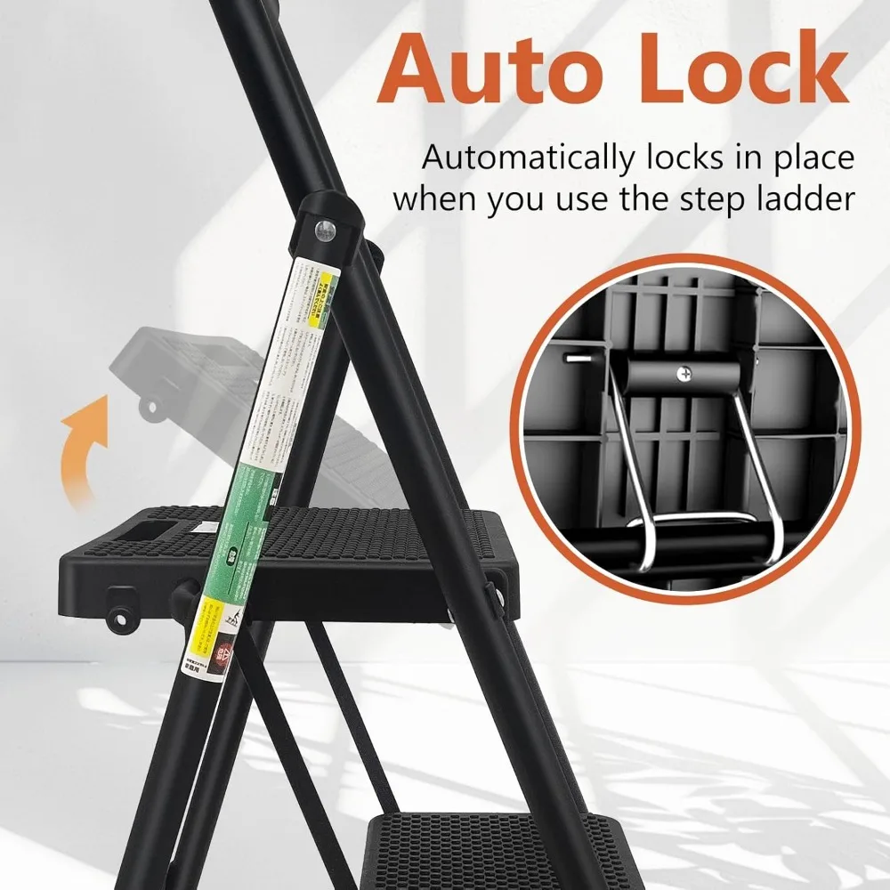 Escalera plegable portátil con peldaños antideslizantes anchos y diseño liviano