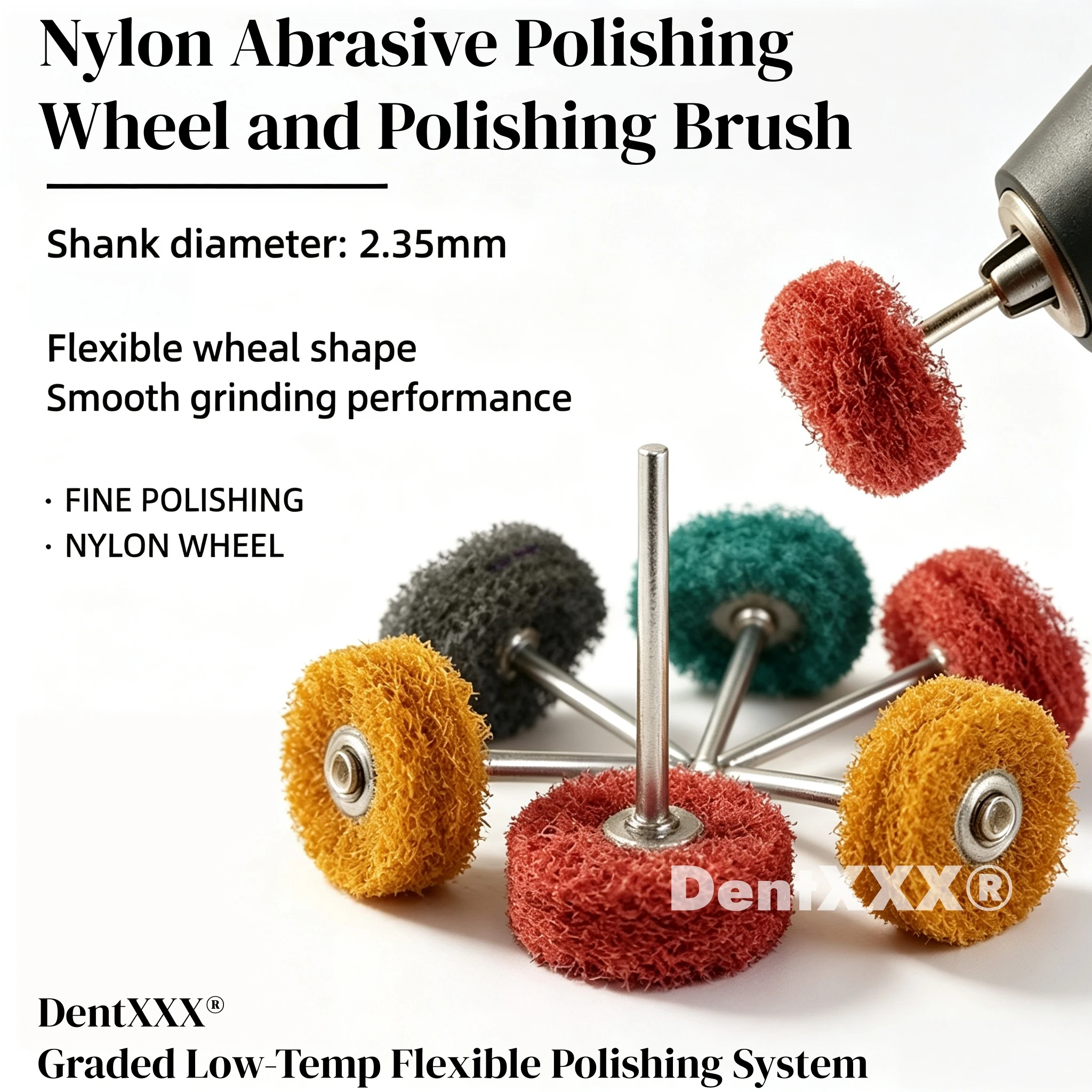 Nylon Polishing Wheel Abrasive Brush with 3mm/2.35mm Shank, Dremel Rotary Tool Accessories Set Rust Remover