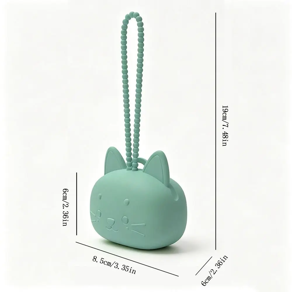 Food Grade Silicone Pacifier Holder with lanyard Soft Grip Strap Pacifier Case Easy to Clean Cat Ears Silicone Pouch Diaper Bag