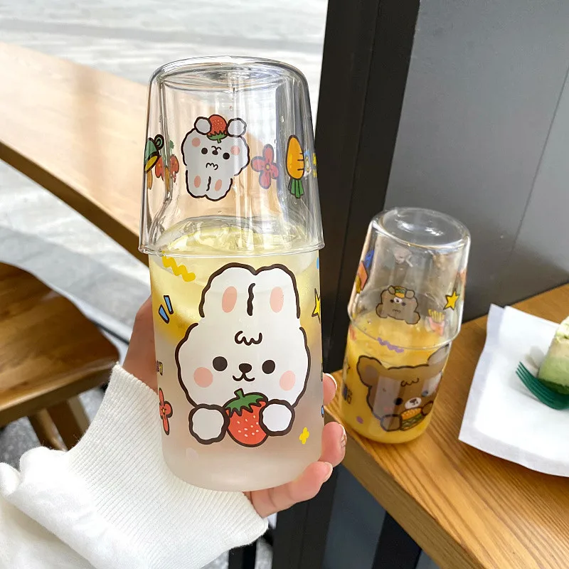 

Creative Ins Cartoon One Person Drinking Water Heat-resistant Cute Glass Household Cartoon Internet Celebrity Juice Milk Cup