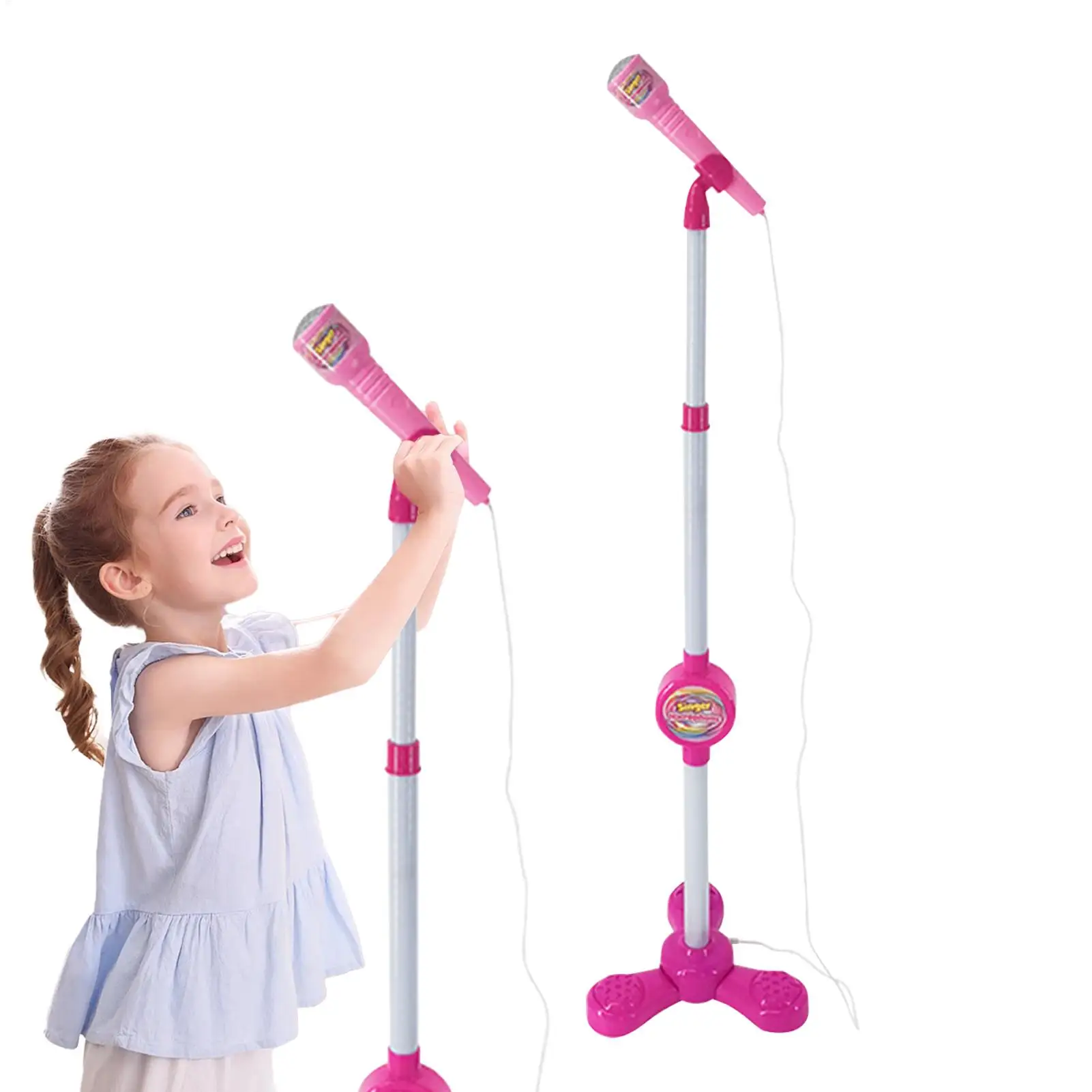 ไมโครโฟนสำหรับเด็กพร้อมขาตั้ง เครื่องคาราโอเกะ ของเล่นเครื่องดนตรี ของเล่นเสริมพัฒนาการ ของขวัญวันเกิดสำหรับเด็กหญิงและเด็กชาย