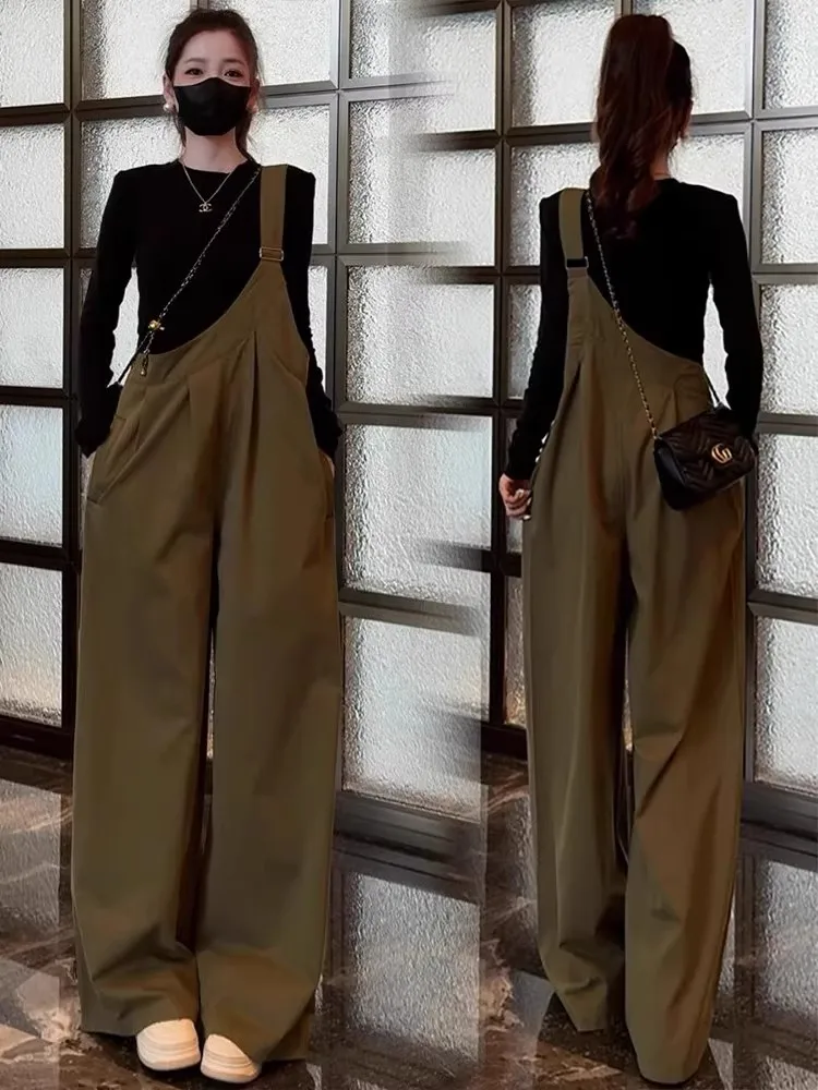 

Faionable рабочая одежда, комбинезон, женская свободная утягивающая длинная футболка све, комбинезон с широкими штанинами, комплект из двух предметов, осенний новый Sle