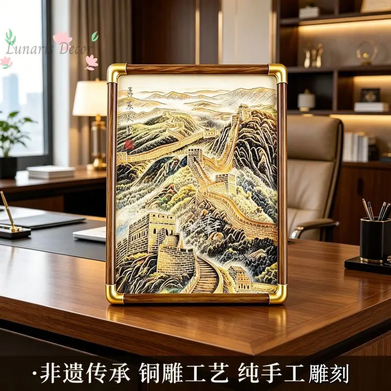 Decorative painting backer picture ornaments purely hand-carved desktop photo frame table