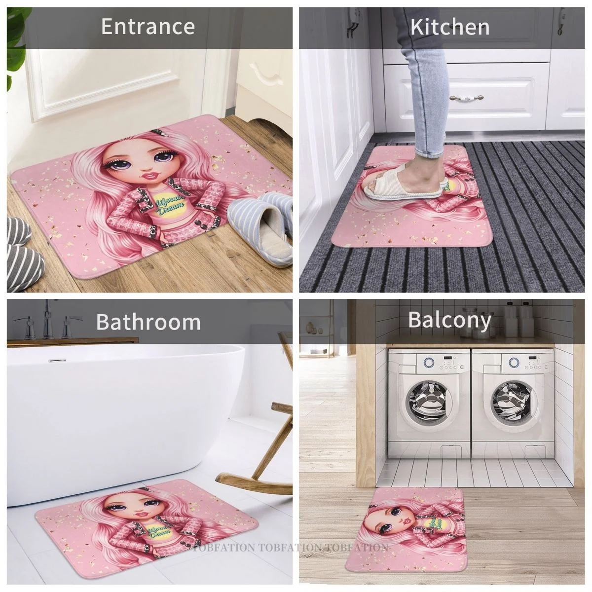 Rainbow High Dolls Bath Non-Slip Carpet Bella Parker Bedroom Mat Entrance Door Doormat Home Decoration Rug