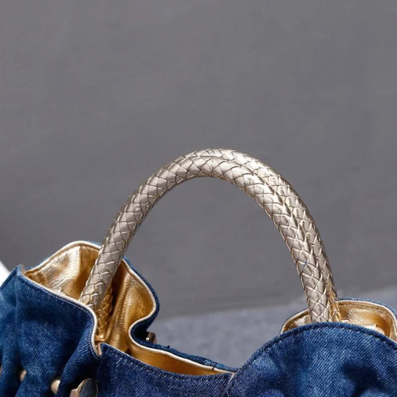 New Luxury Women Denim Bags Sweet Blue Pattern High Quality Handbags With Purses Diamond Ladies Tote Bag Messenger Bags