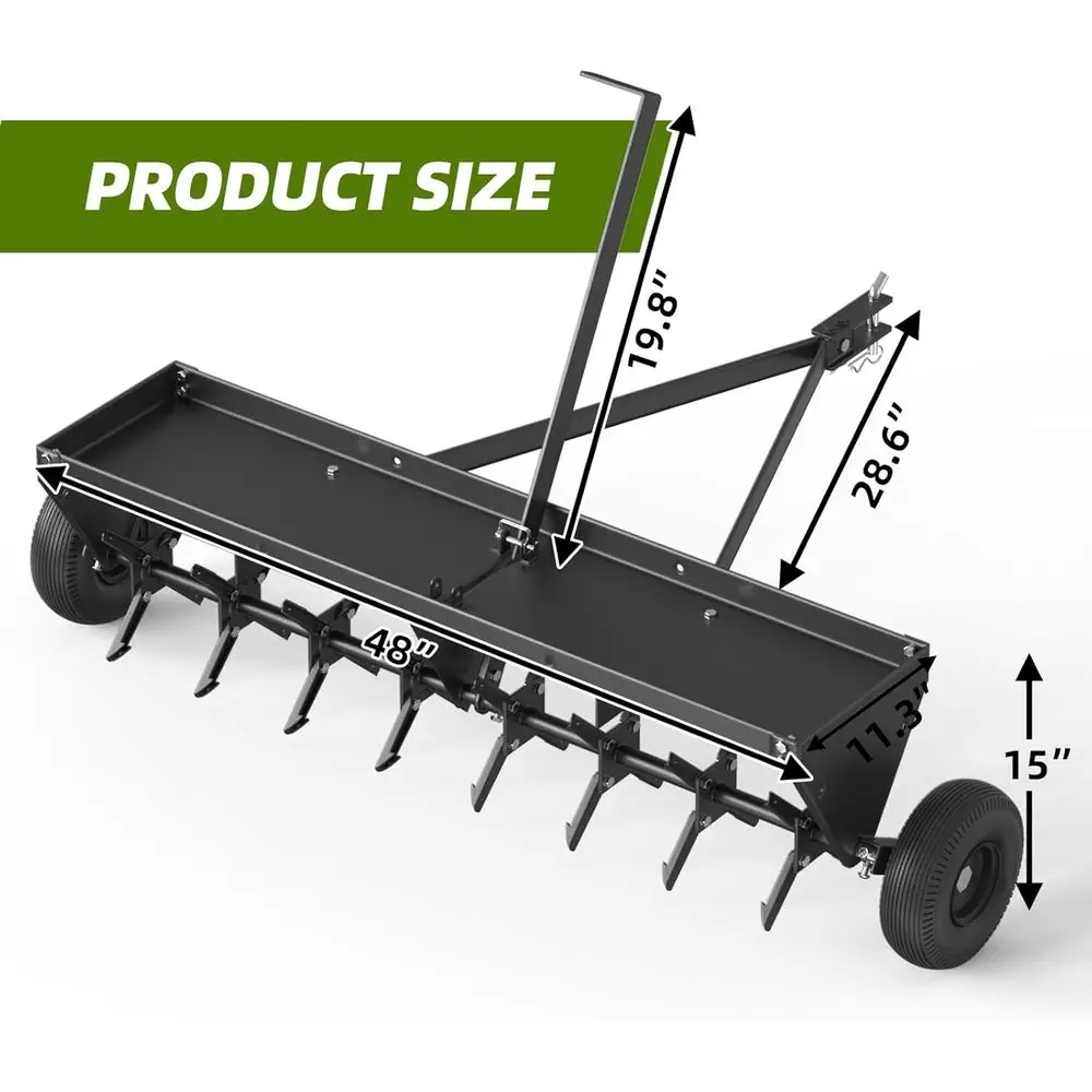 48 Heavy-Duty Galvanized Tow-Behind Spike Aerator for Lawns and Farms