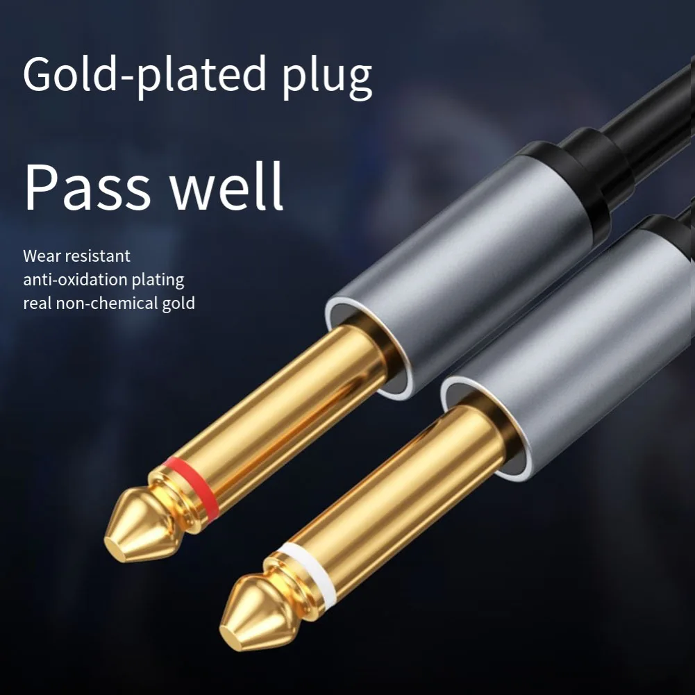 Audio Cable 3.5mm To Double 6.5mm TRS Cable With Mono 6.5 For Enhanced Audio 12*11*2cm For Connecting Mixers Amplifiers