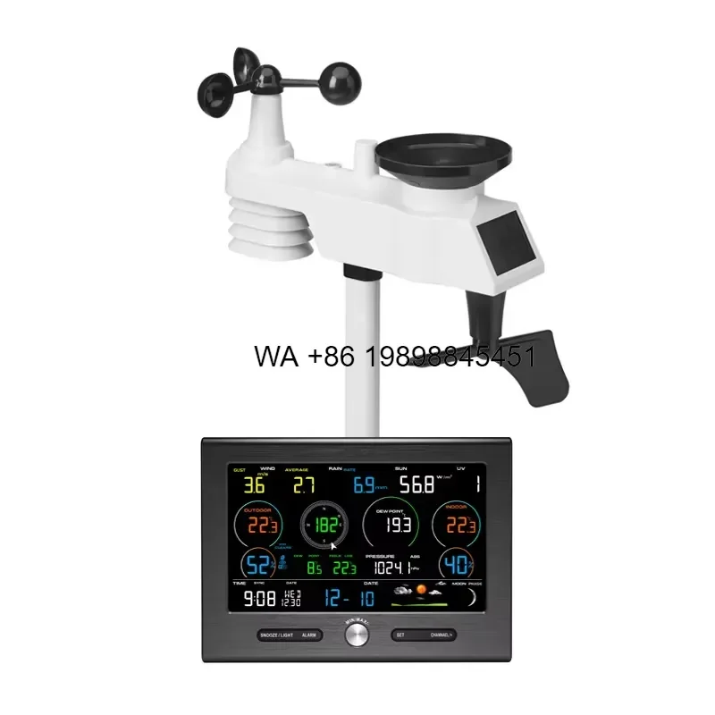Wmwmnu for FT0376 Lora WiFi Weather Station With 7-in-1 Outdoor Sensor Array 2km Transmission Range for Agriculture Forestry
