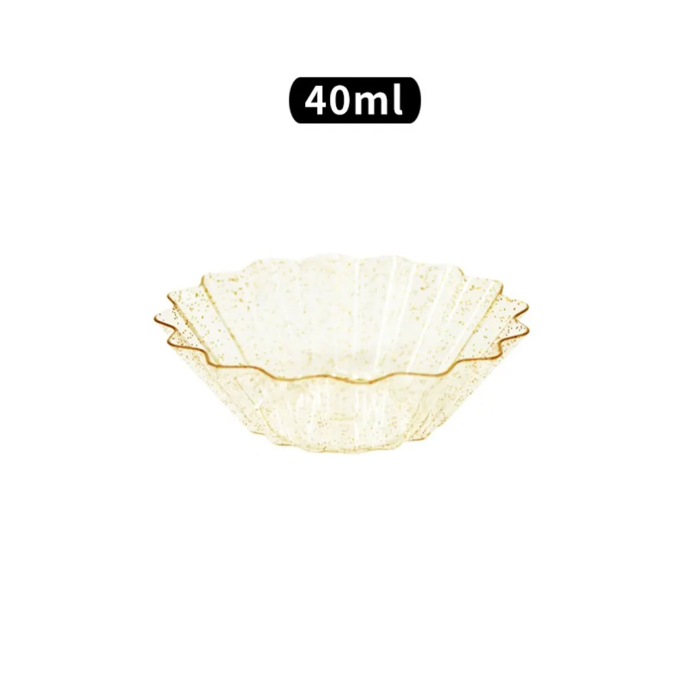 50PCS Disposable Tear Drop Dessert Tasting Spoon Crush-resistant With Glitter Dessert Dish Mini Gold Dipping Bowl Restaurant