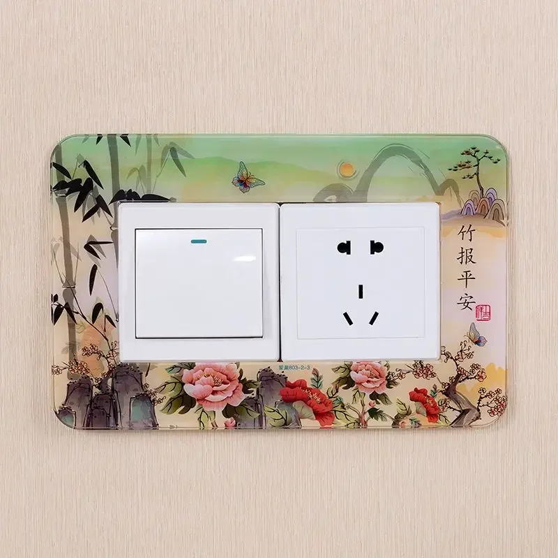 Double-connected Acrylic Socket Switch Sticker, Wall Stickers, Home Decor, Living Room Decoration, Light Switch Cover Plate