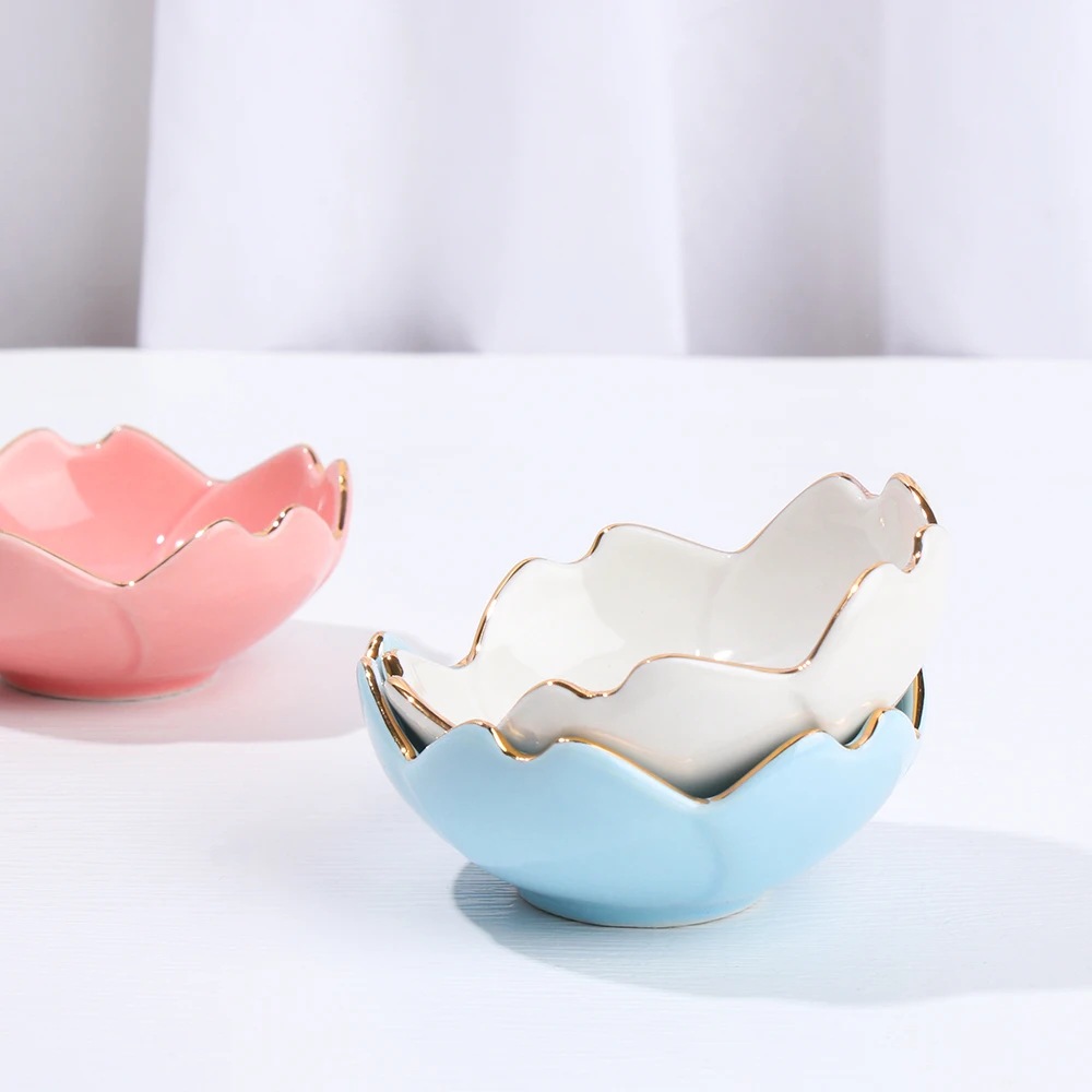 Flower Ceramic Dish Seasoning Dipping Bowl Sakura Ceramic Dish Cherry Blossom Trinket Platos Sauce Dish Flower Dish for Kitchen