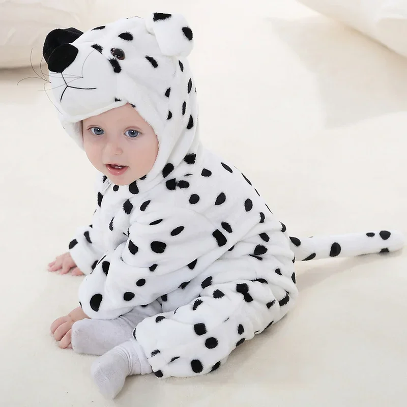 Baby Rompers Winter Flannel Costume Outfits One-Pieces Kid Overall Duck Monkey Leopard Panda Duck Cow Pig Squirrel Owl Ropa Bebe