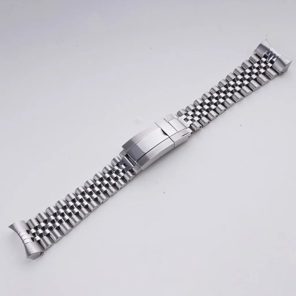 Carlywet Strap For 22mm Tudor BlackBay 41 Curved Solid End style Steel Steel jubilee Silver WatchBand men bracelet