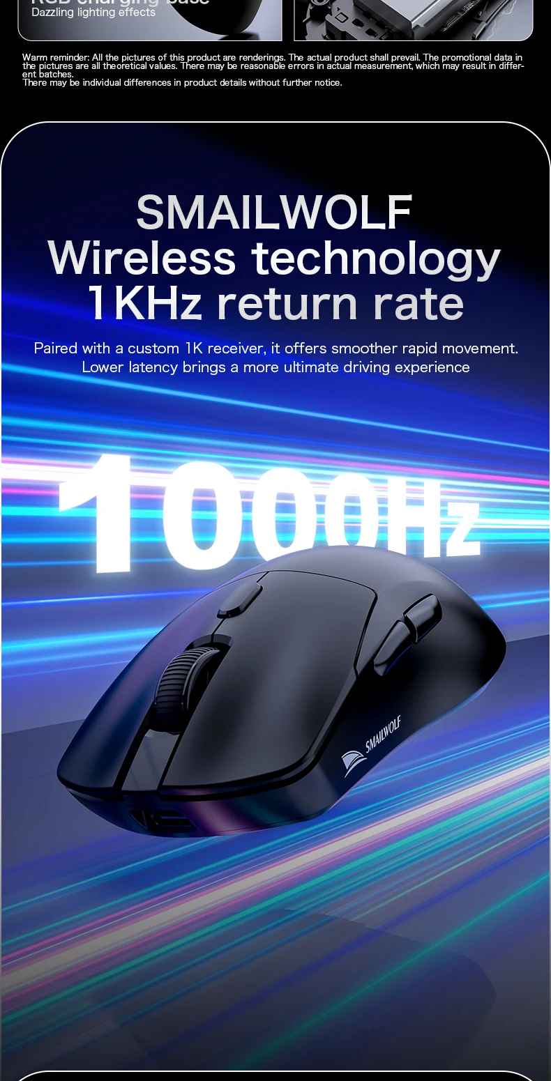 SMAILWOLF M3 PRO Kabellose Bluetooth-Maus mit drei Modi, E-Sport-Gaming-Maus für Laptop und Desktop, PAW3311, kabelgebunden, leicht, für FPS-Spiele – Detail 4