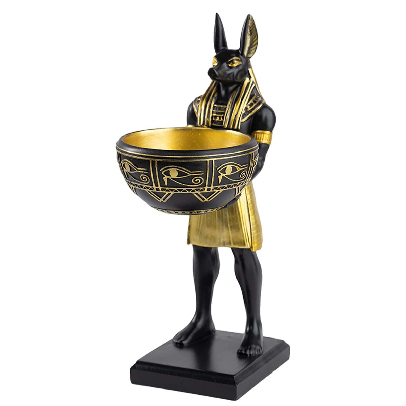 

Anubis Statue Resin Desktop Organizer for Rings Coins - Ancient Egypt Decor Sculptural Bowl Trinket Dish Entryway Key Holder
