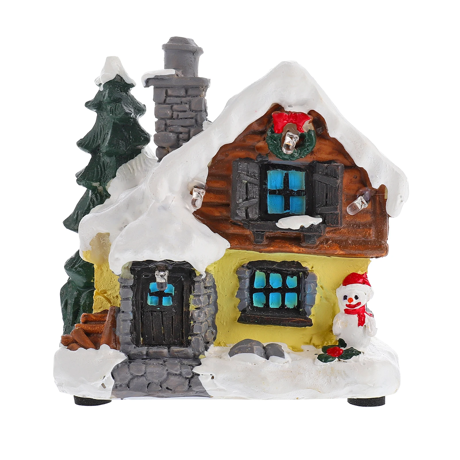 

Christmas Resin Decor Mini House Luminous Chalets Xmas Small Chalet Retro nament Home Office Cafe Shop Decorative Pieces