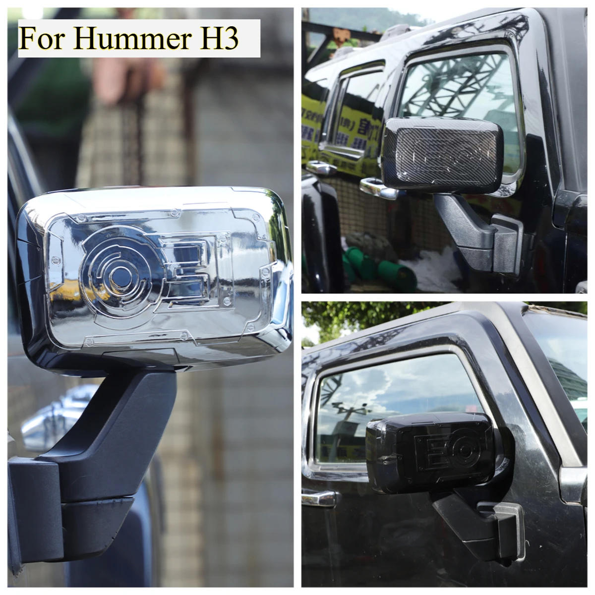 

For Hummer H3 2005-2009 ABS Carbon Fiber Car Rearview Mirror Caps Rearview Mirror Cover Decorative Car Accessories
