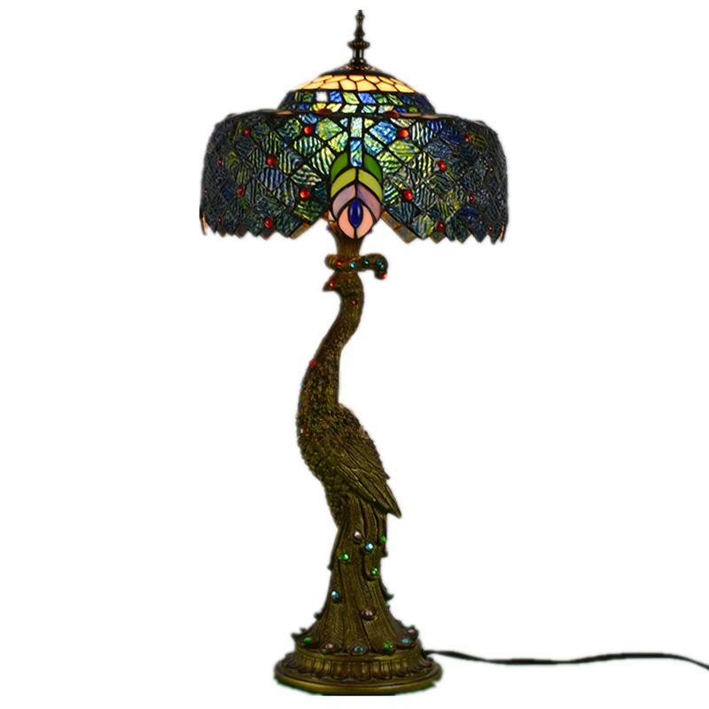 

12 Inch 30cm Retro Manual Stained Glass Lampshade Tiffany Table Lamp