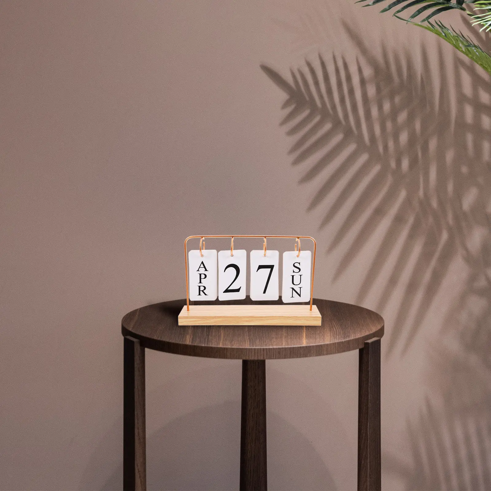 

Perpetual Flip Calendar Wooden Base Iron Frame Vintage Desk Calendar for Office Home Daily Reusable Desktop Desk Decoration