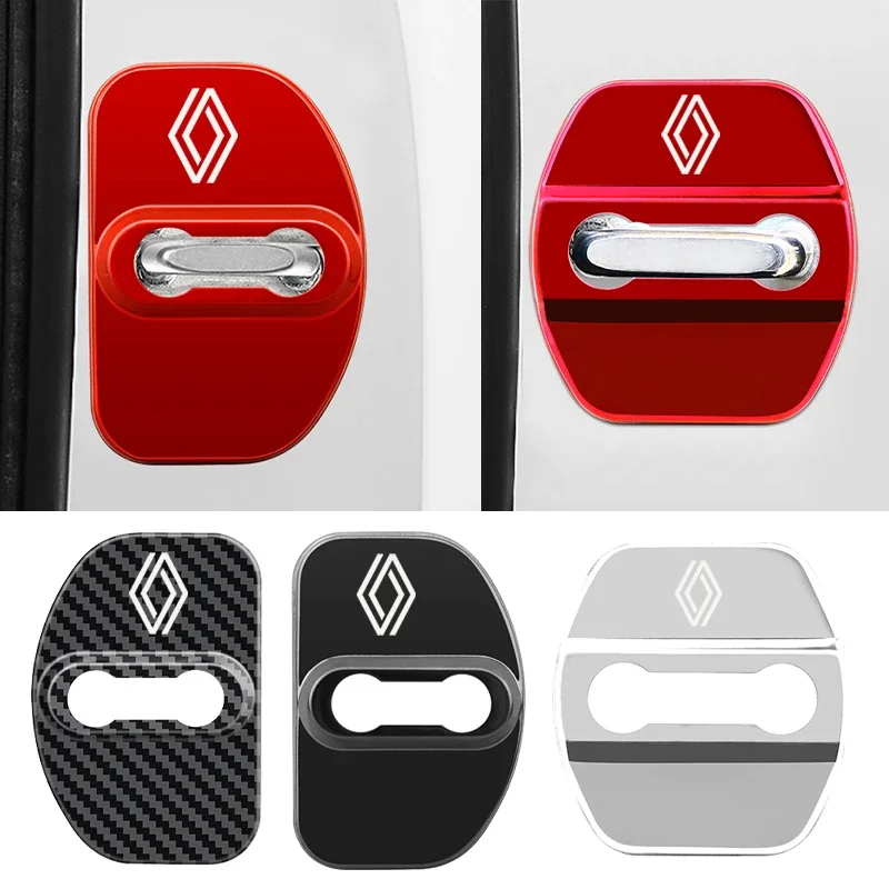 4pcs Car Door Lock Cover Stainless Steel Auto Door Latch Protective Car Sticker For Renault koleos duster megane 2 logan clio