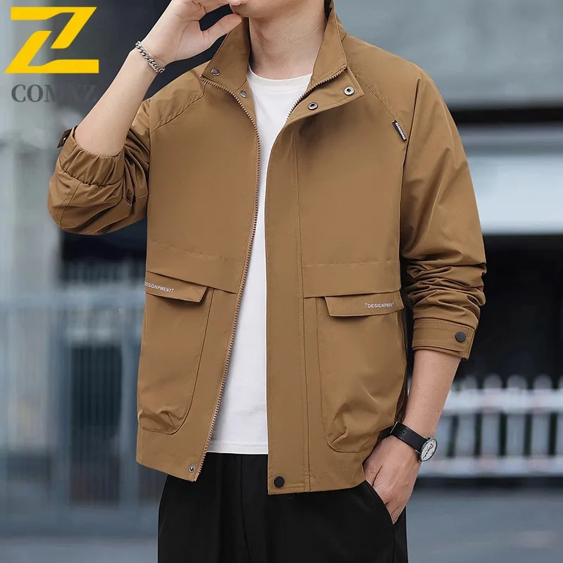 

COMXZ Men Lightweight Windbreaker Coat Wrinkle Free New Brand Luxury Outdoor Office Golf Business Jackets Jacket with No Hood