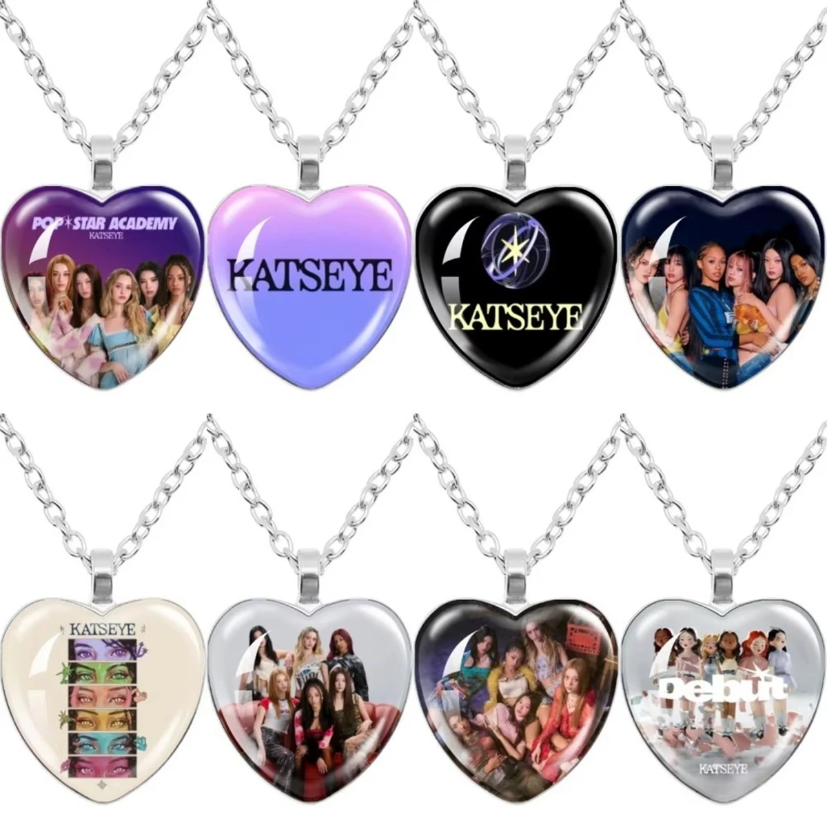 KATSEYE Pop Star Academy Heart Necklace Cute Photo Pendant Necklaces Kpop Fan  Gift