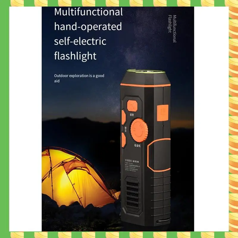 AB53 Multifunctional Hand Crank Flashlight Dynamo Forhiking Camping Hand Crank Dynamo Powered Emergency LED Flashlight