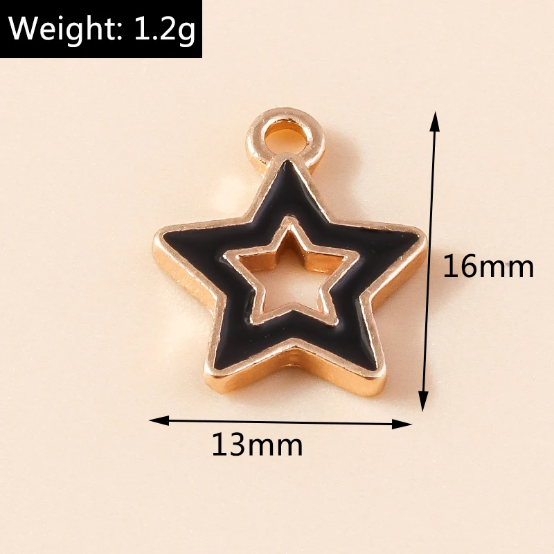 Leslie 10 Stück/Set Emaille-Mond-Stern-Regenbogen-Anhänger für Niedliche Ohrringe, Armbänder, Halsketten, Anhänger, DIY-Schmuckherstellungszubehör – Detail 9