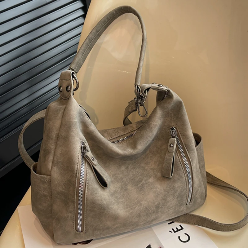 Designer Suede Leather Female Side Bags Retro Shoulder Bag for Women Handbag Casual Ladies Hand Bags Large Capacity Tote Bag Sac