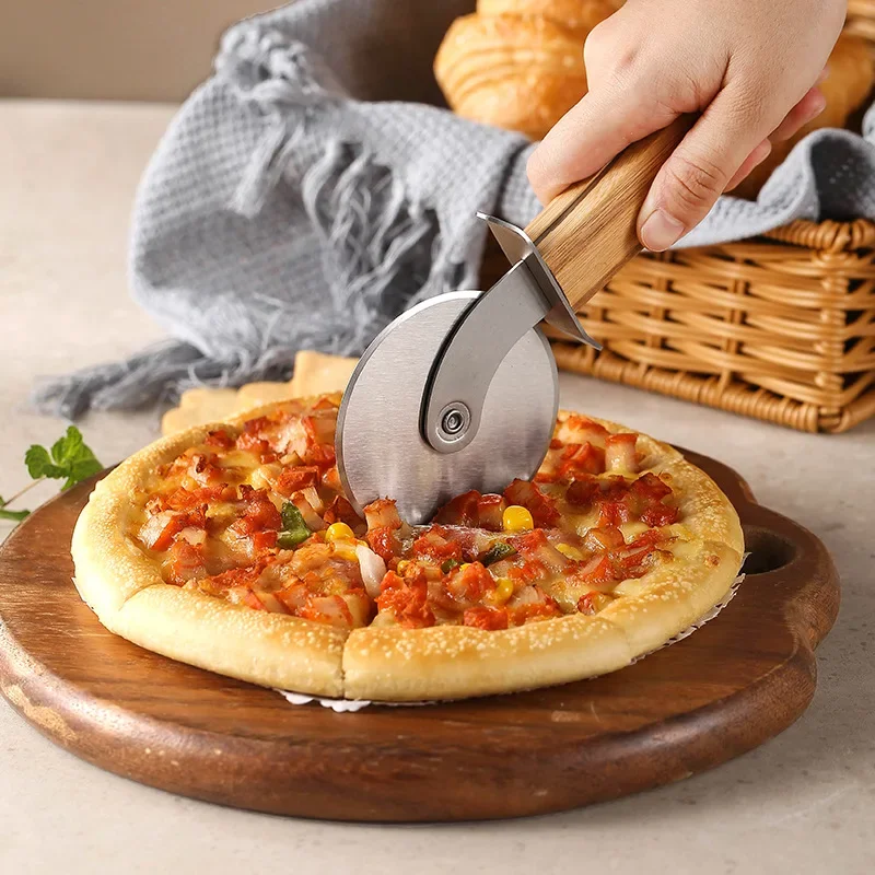 Stainless Steel Pizza Single Wheel Cut Tools Diameter 6.5CM Household Pizza Knife Cake Tools Wheel Use For Waffle Cookies (F)