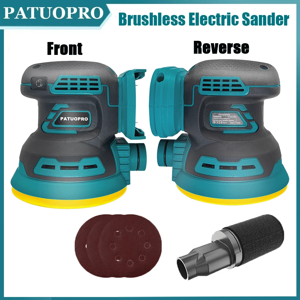 

3 Speed Brushless Disc Random Orbital Electric Sander 125MM Grinder Polisher Sanding Machine For Makita 18V Battery(No Battery)