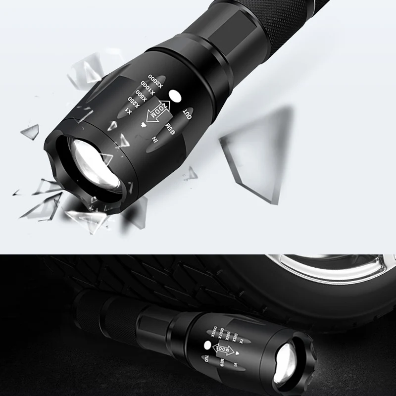 Ultra Bright T6 Led flashlight UV 395 LED Torch Light Camping light 5Modes waterproof Zoomable Bicycle Light use 18650 battery