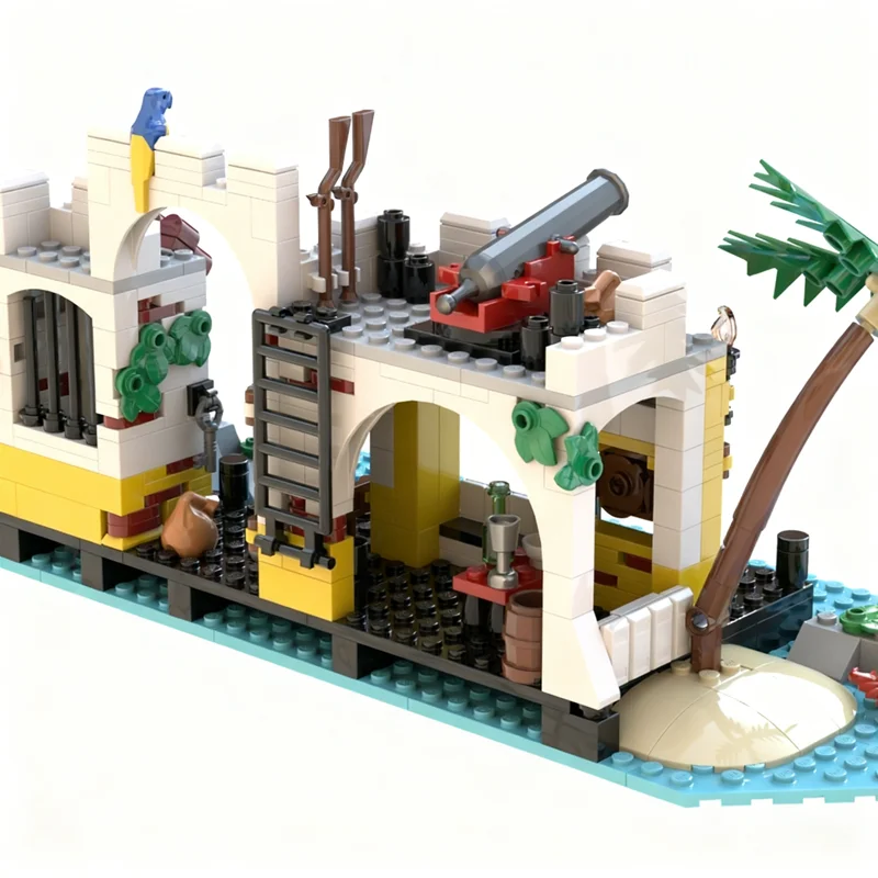 442pcs MOC Pirates Lagoon Lock Remake Model Building Blocks Architecture Creative Idea Toys Education Brick Christmas Gifts Kids