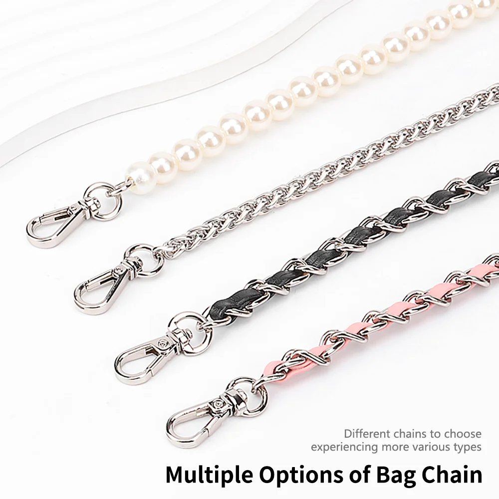CRAZYSMITH Bag Chain Metal Strap for MLB Bucket Bag Handbag Replacement Long Beaded Chain Shoulder Crossbody Bag Accessory