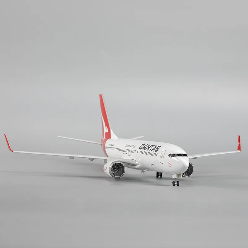 Diecast Resin Model Plane 47cm 1/80 Scale B737 Australia Qantas Airlines Plane Model Airplane With Light Toys Collection Display