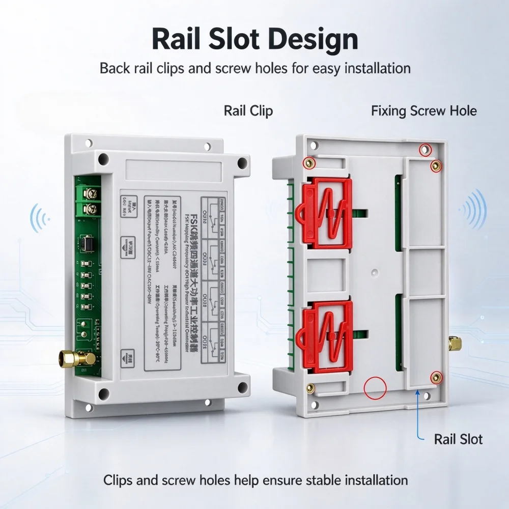 Industrial-Grade 12V-48V High Voltag 4-Ch RF Remote Control Switch for Motors Lamps Elevators Forklift Equipment AC110V220V 450V