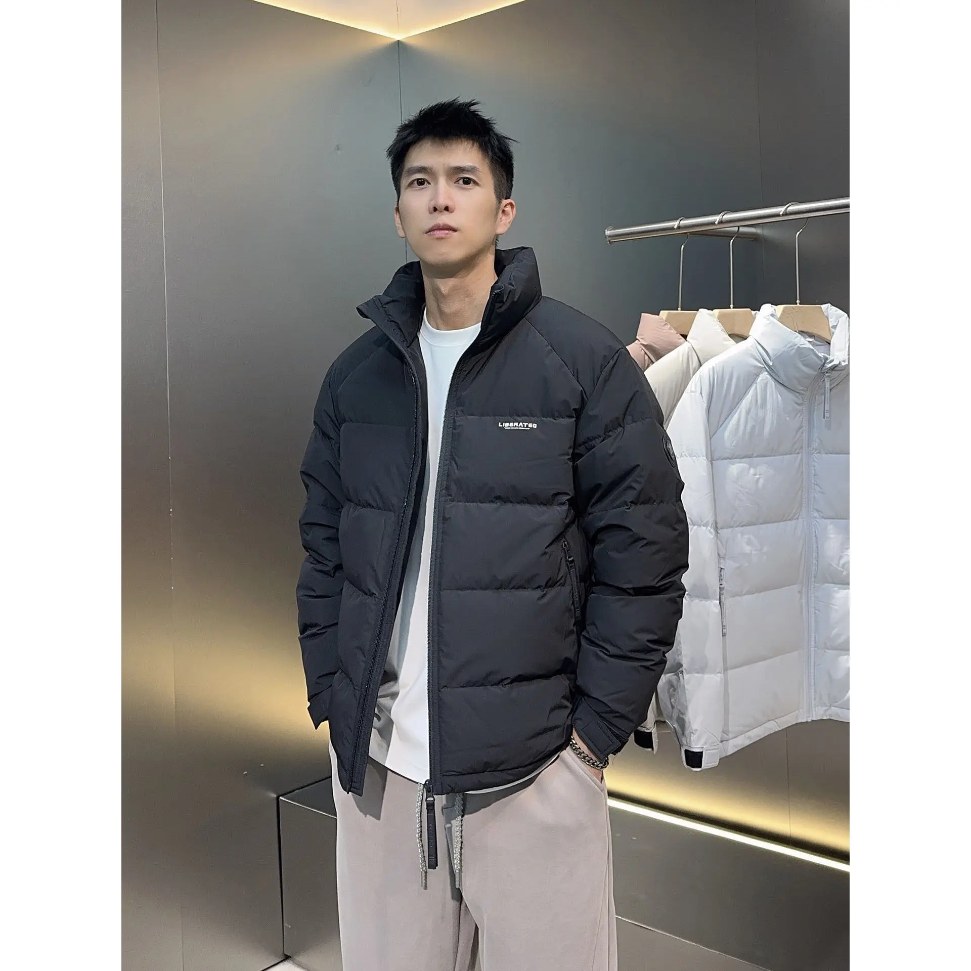 

Men's Winter Jaet 90 down Lightweight Warm Stand Collar Du Feather Coat aphene Self-Heating Inner Ci Casual Wear