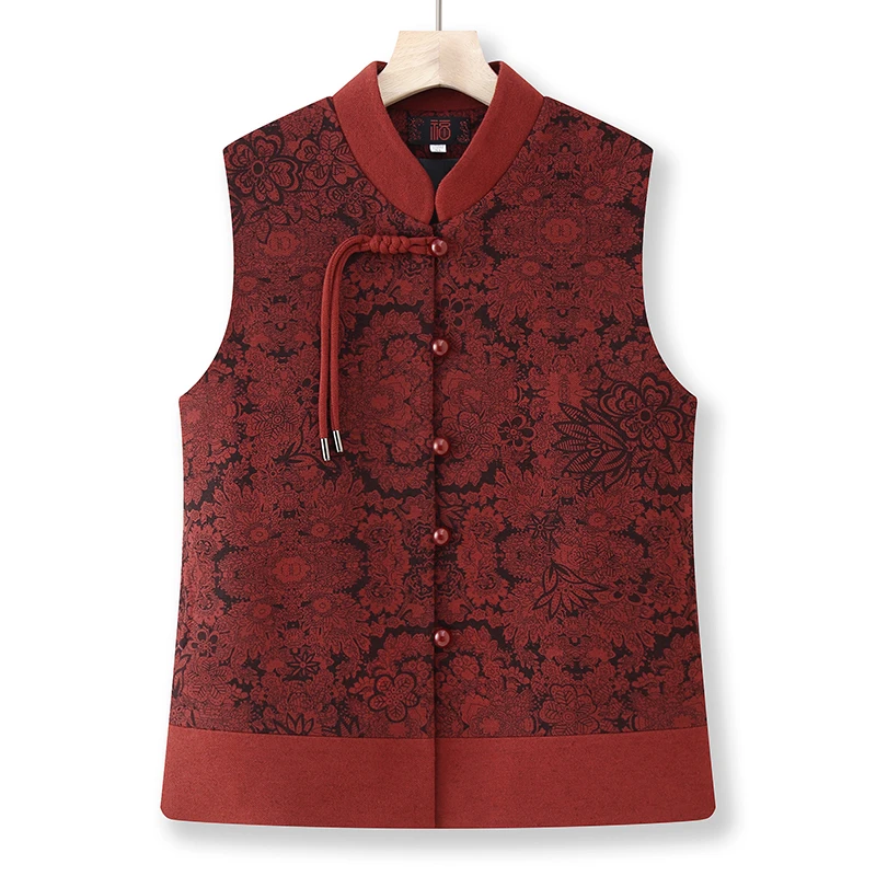 

Spring Faion Mommy Sle Svel Vest Outerwear Traditional Chinese Ethnic Wind Middle-Aged And ly Women's Clothing