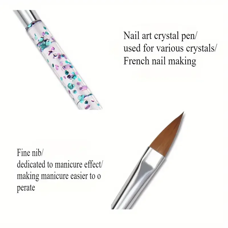 LINMANDA 10 قطعة فرشاة فنية للأظافر أقلام جل الأشعة فوق البنفسجية من الإكليريك بريق رسم اللوحة فرش مقبض كريستال أقلام الشعر النايلون أدوات الأظافر #3