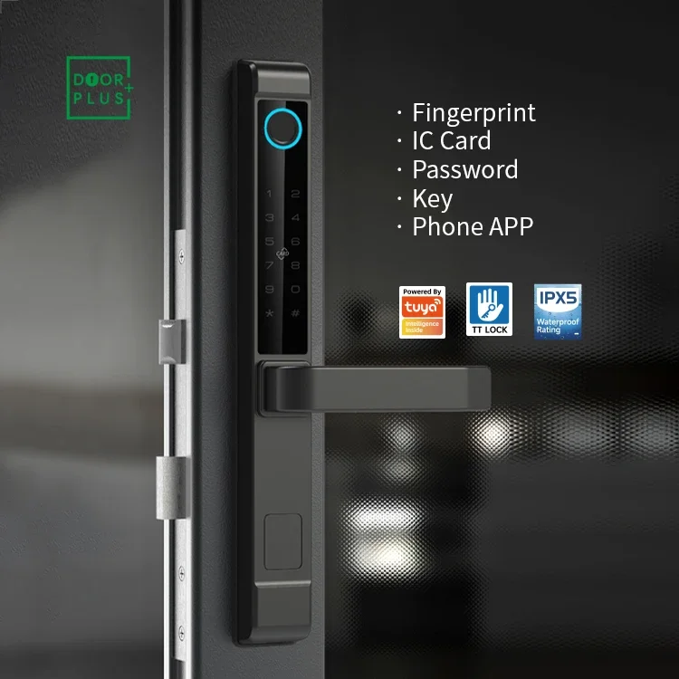 005 Doorplus Automatisches Smart Lock Schlüssellose Türschlösser Wasserdichtes Tuya-Biometrisches Fingerabdruck-Smart-Schloss für den Außenbereich