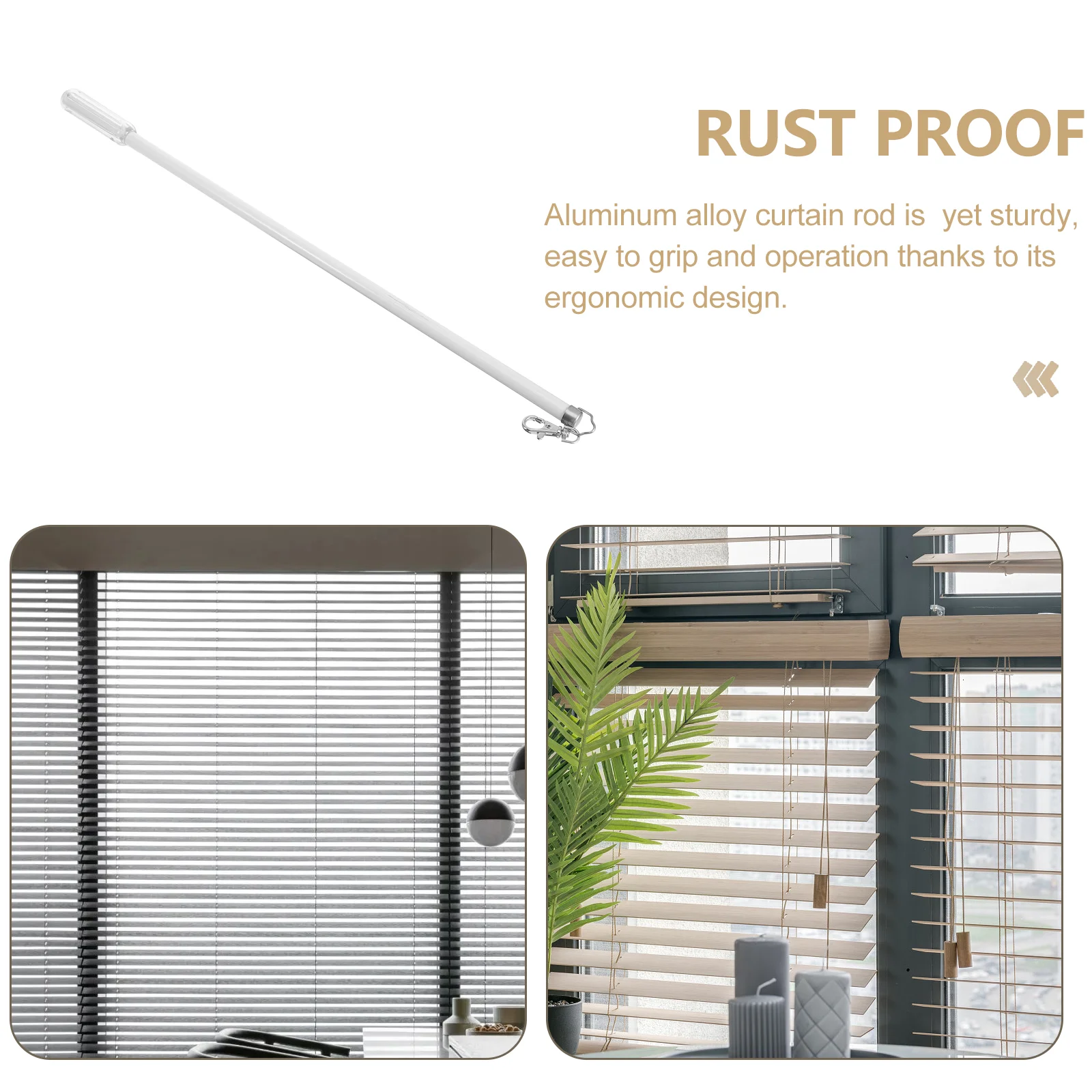 50cm Aluminum Alloy Curtain Track Roman Rod Manual Push and Pull Small Lever Hand (black) Modern Rods Pole Wand Opener Curtains