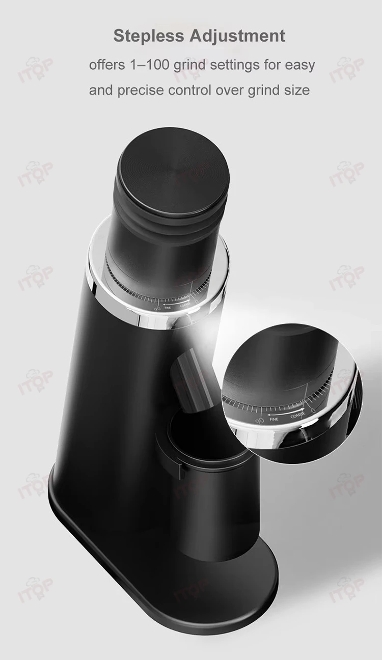 Molinillo de café eléctrico ITOP CG63D, 63MM, eliminación estática de rebabas cónicas, molinillo de frijol/SOE de un solo origen, ajuste continuo